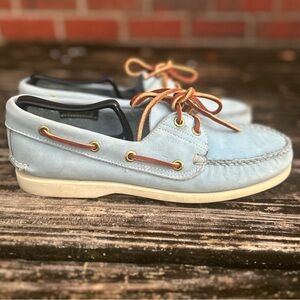 Timberland Men's Classic 2-Eye Light Blue Leather & Suede Boat Shoe Size 7.5 M